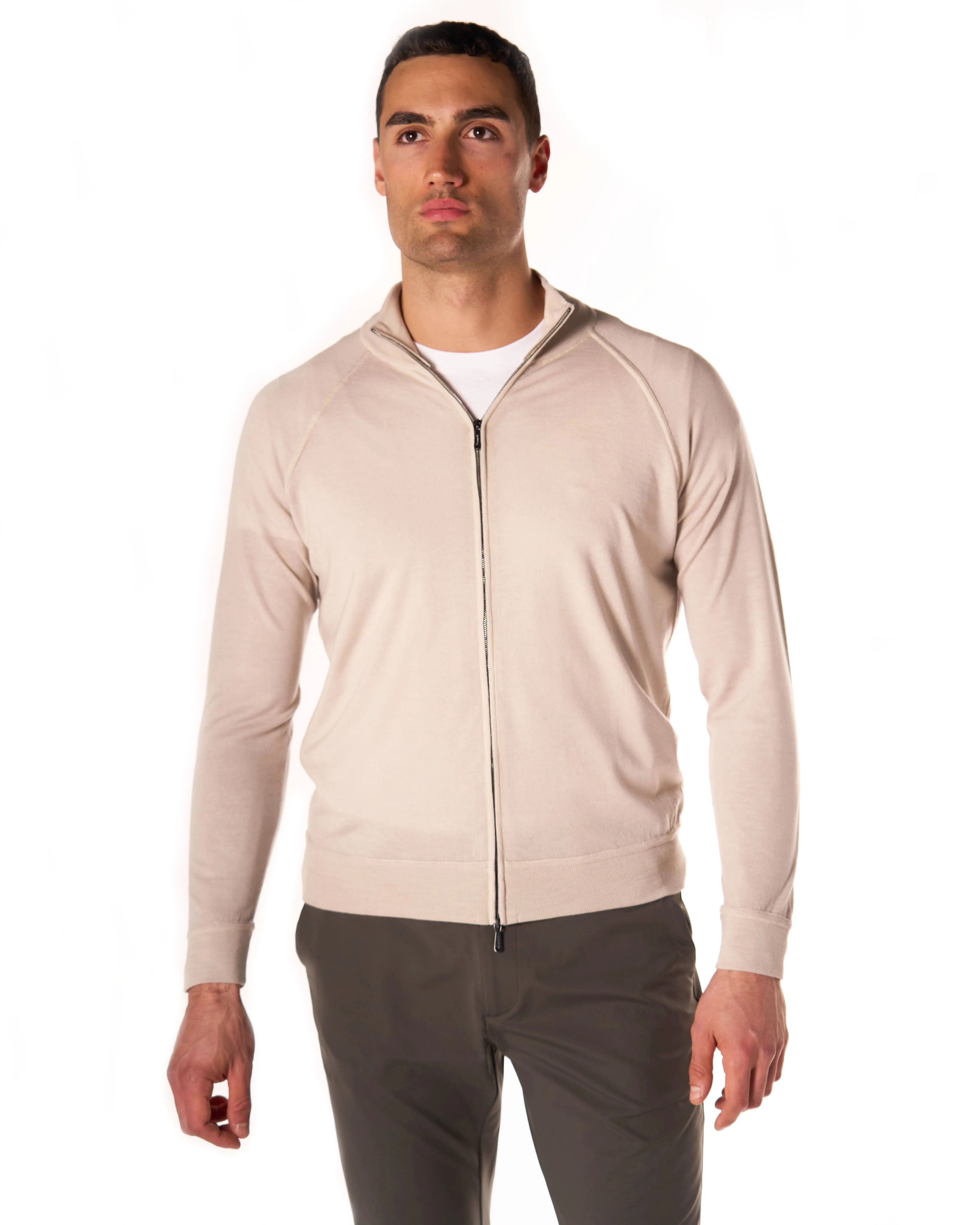 DRUMOHR Full zip merino color sabbia