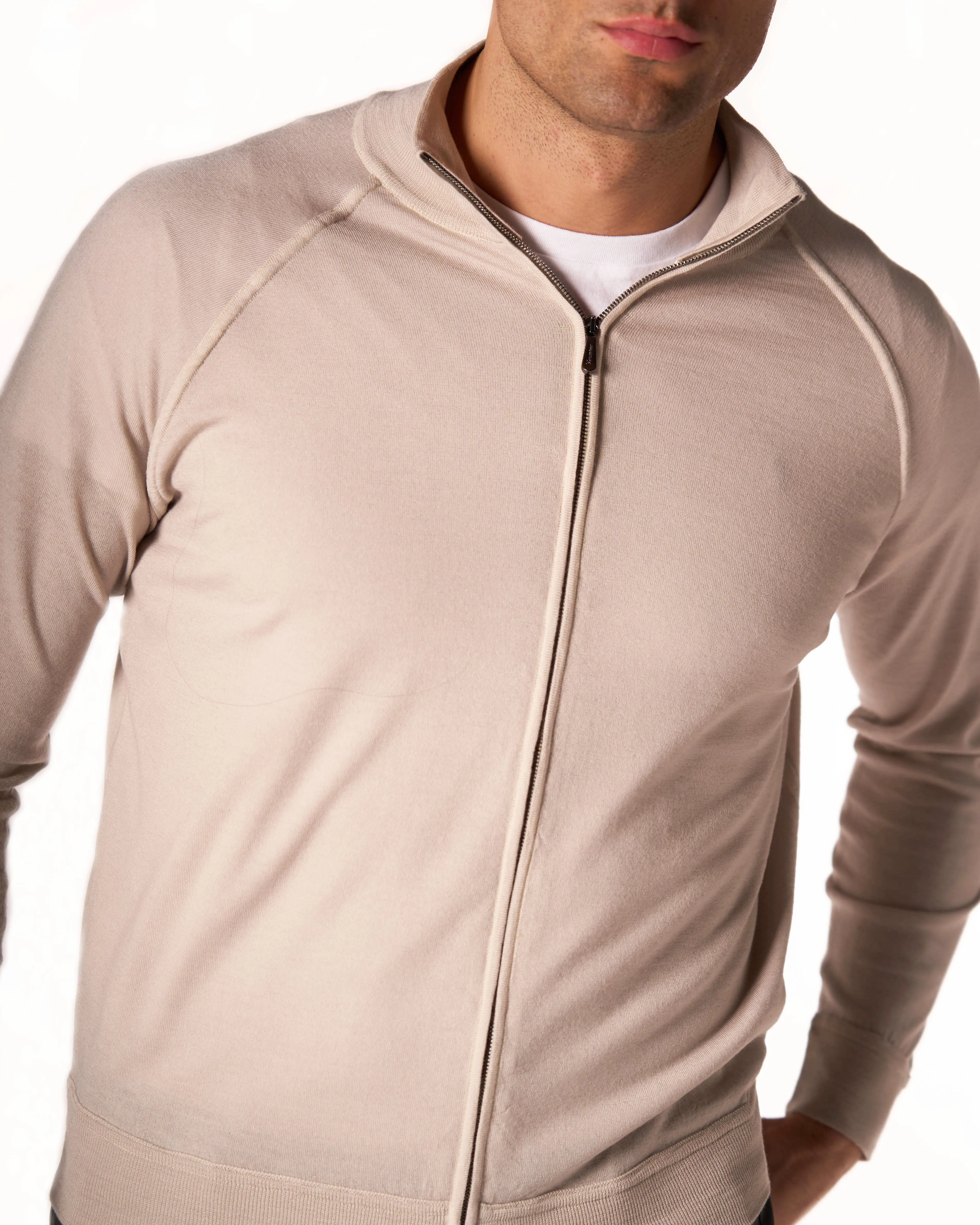 DRUMOHR Full zip merino color sabbia