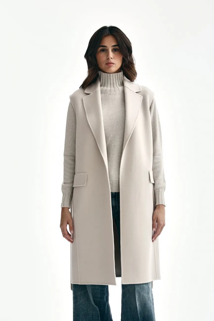 Gilet BEAU in panno di lana ecru 