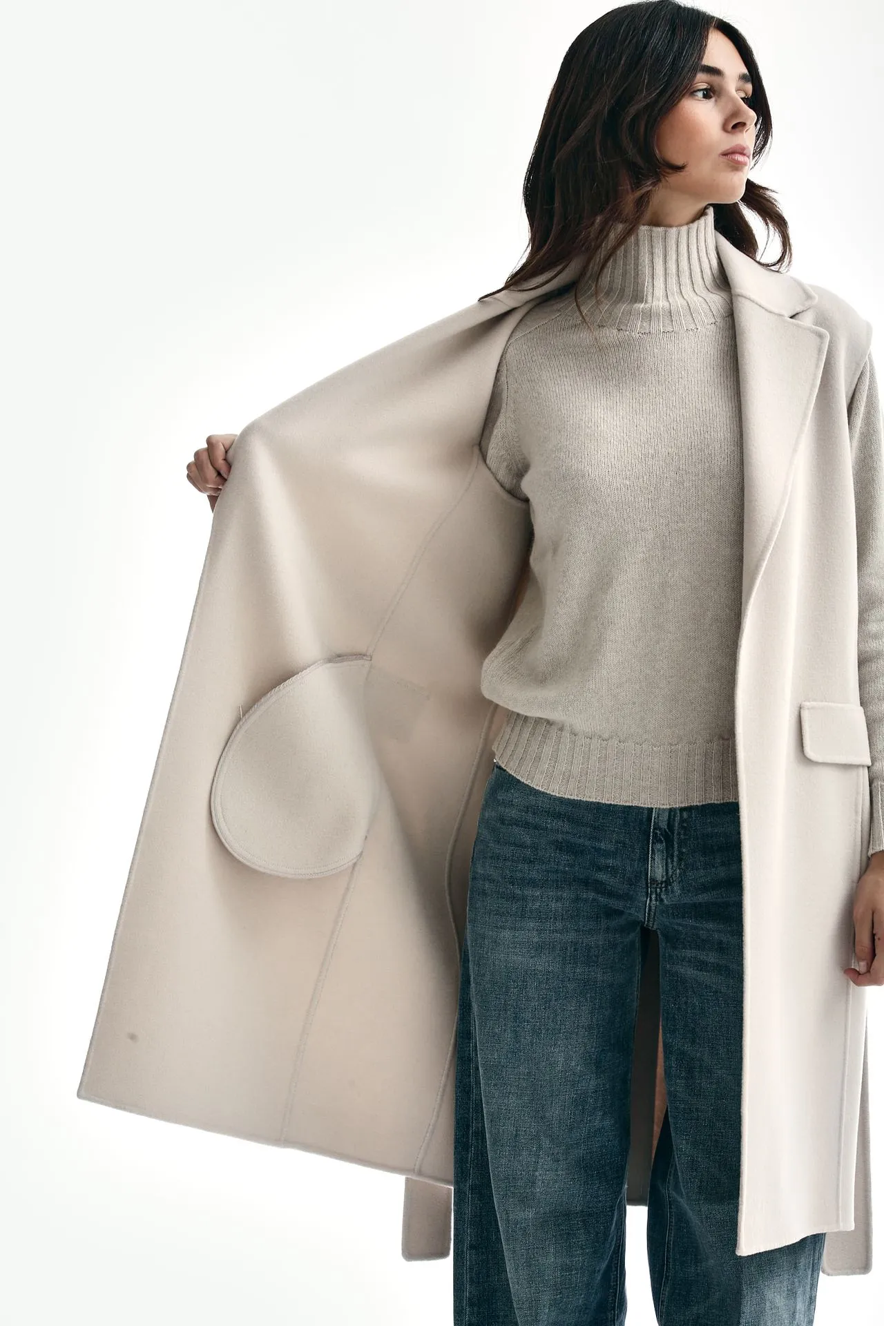 Gilet BEAU in panno di lana ecru 
