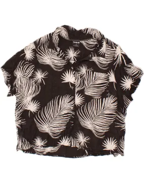 HURLEY Womens Abstract Pattern Short Sleeve Shirt Blouse UK 16 Large Black