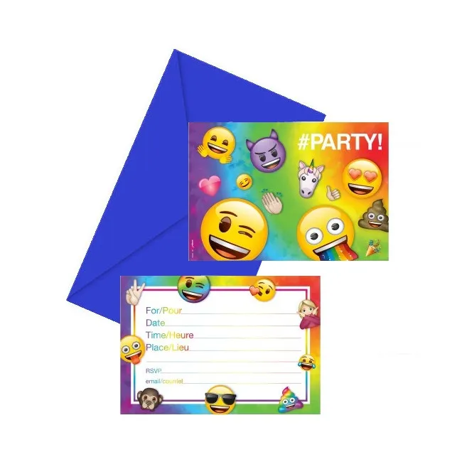 Inviti con emoticon arcobaleno - 8 inviti