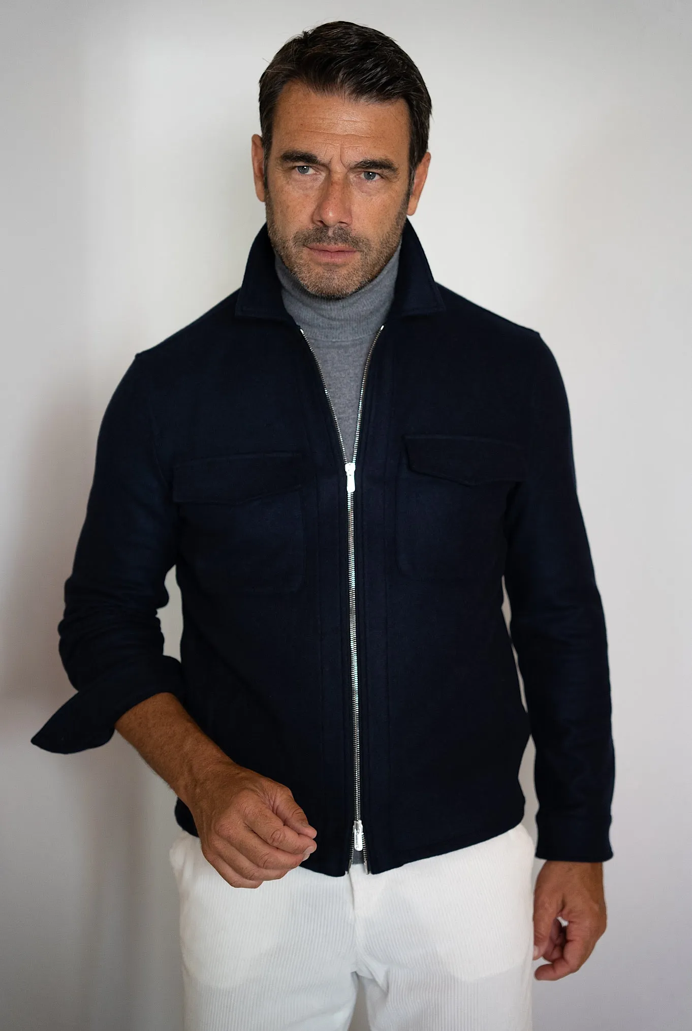 MARCO PESCAROLO Giubbino Cashmere Elasticizzato Blu Scuro