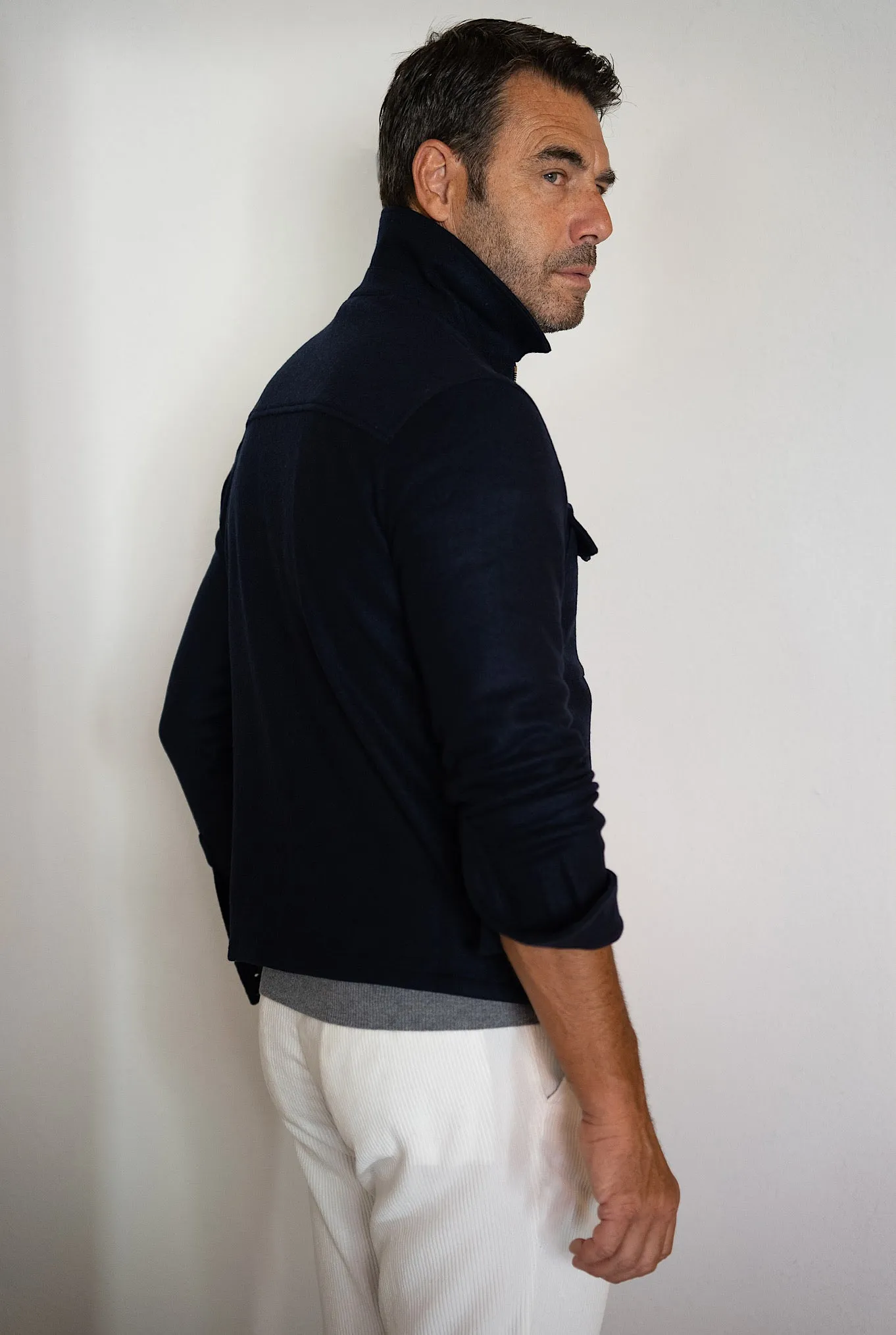MARCO PESCAROLO Giubbino Cashmere Elasticizzato Blu Scuro