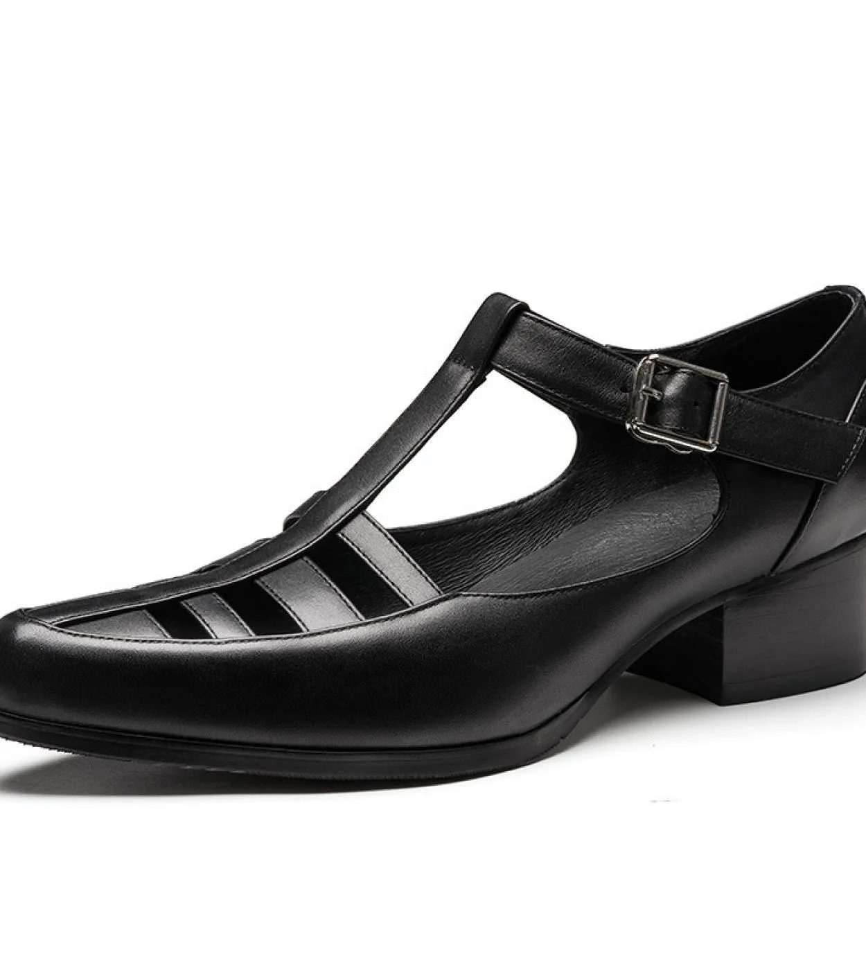 Sandali eleganti da uomo di lusso Scarpe in vera pelle 2023 Estate New Designer Fashion Hollow Black Business Social Shoes 5cm
