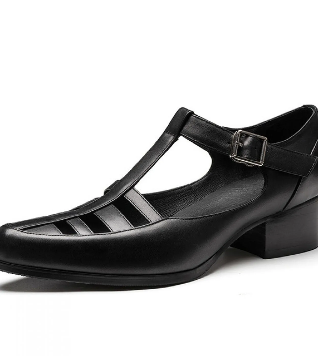 Sandali eleganti da uomo di lusso Scarpe in vera pelle 2023 Estate New Designer Fashion Hollow Black Business Social Shoes 5cm